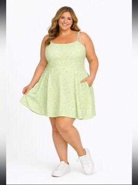 Old Navy Fit & Flare Light Green Floral Sundress